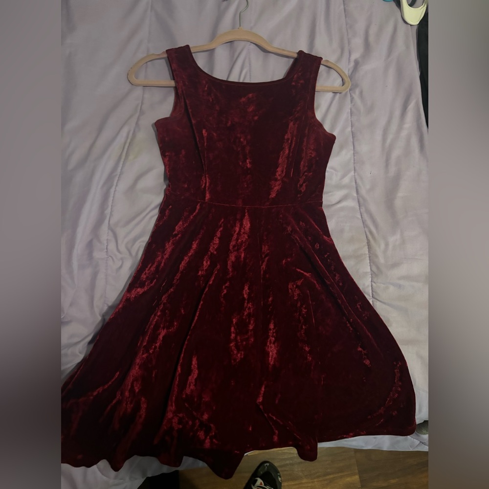 small red velvet dress.